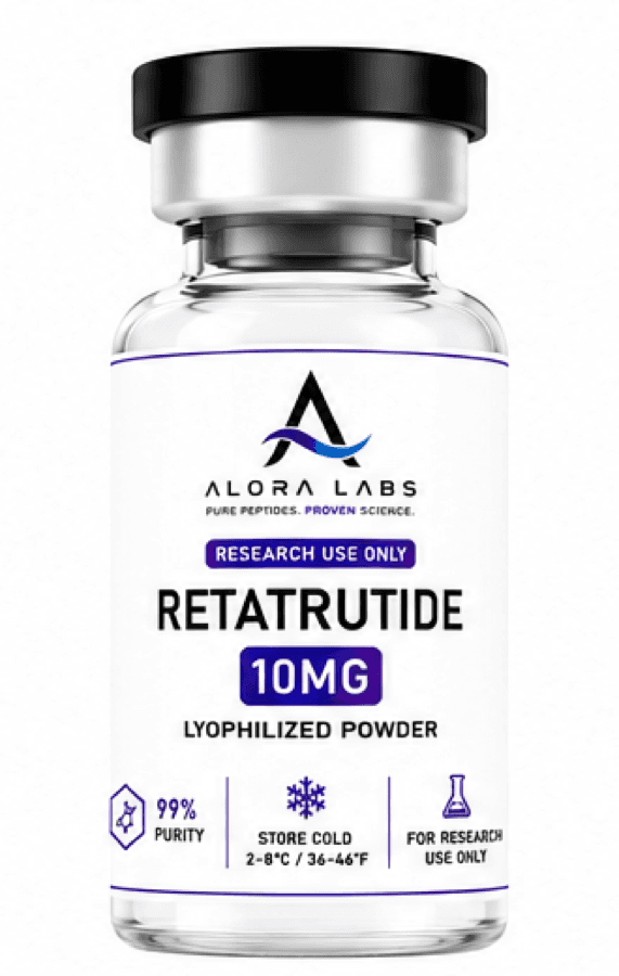 Alora Labs Retatrutide 10mg research peptide vial